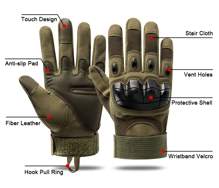 Full Finger Knuckle Protection Hiking Camping Motorcycle Touch Screen Tactical Gloves