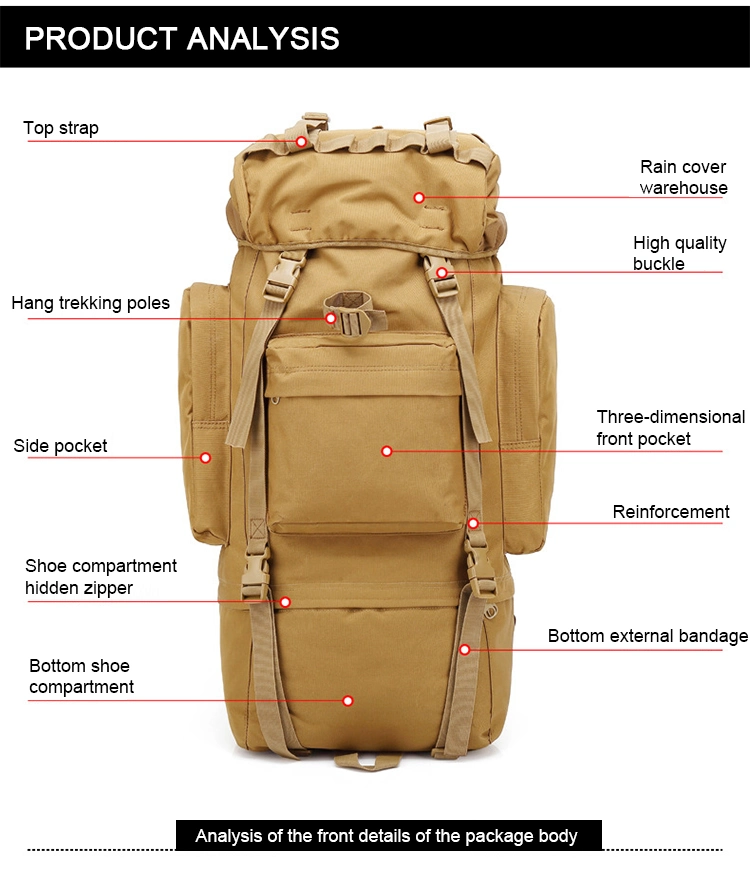 Premium Quality Waterproof Military Tactical Men Hiking Backpack Bag