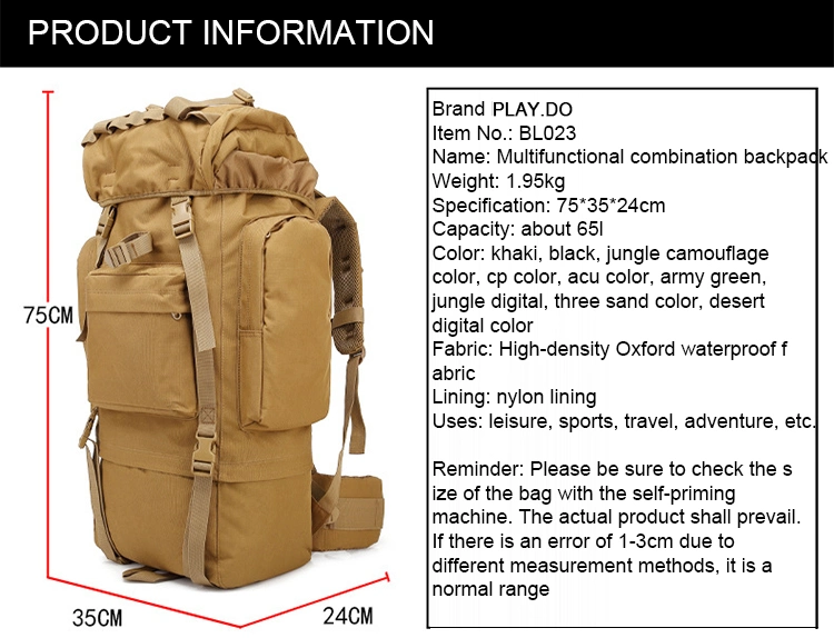 Premium Quality Waterproof Military Tactical Men Hiking Backpack Bag