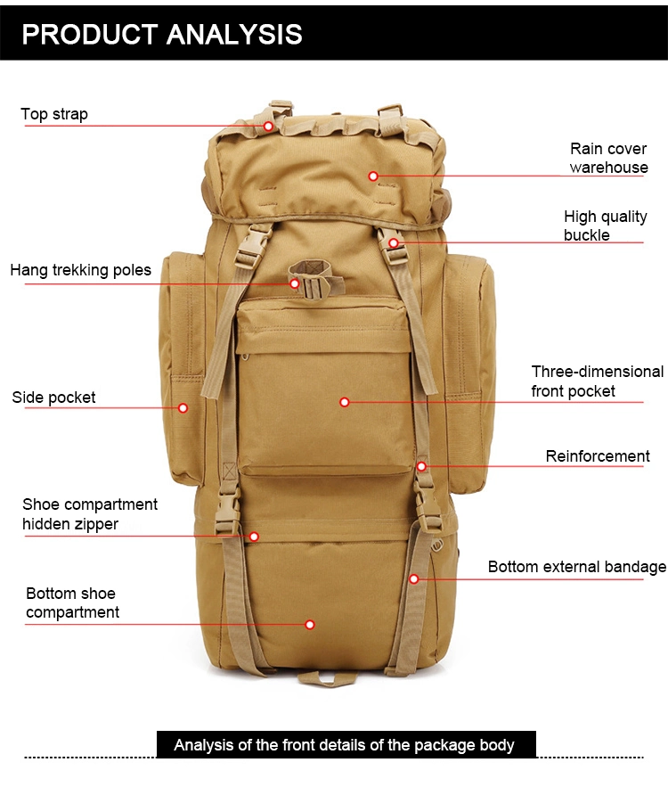 Hiking Camping Custom Waterproof Military Tactical Men Hiking Backpack Bag