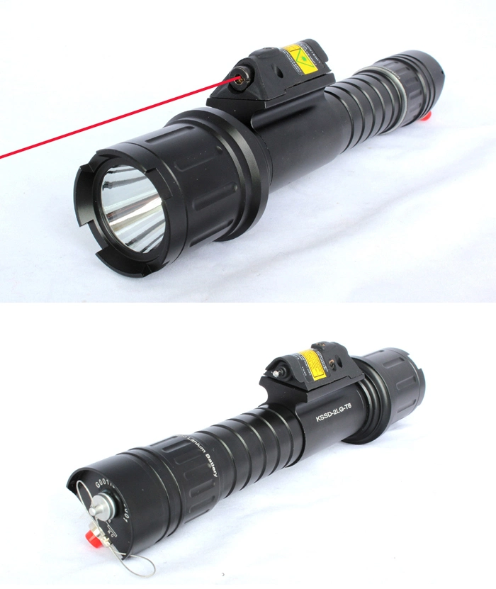 Tactical Strobe 500 Lumen CREE T6 LED Flash Light Torch with Quick Start Red Laser Sight Combo