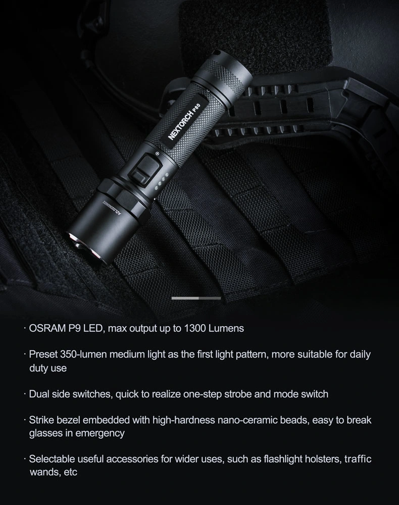 Police Flashlight Brightest P80 Waterproof Torch Police LED Flashlight Military 1300 Lumen Tactical Flashlight Torch for Self Defensive