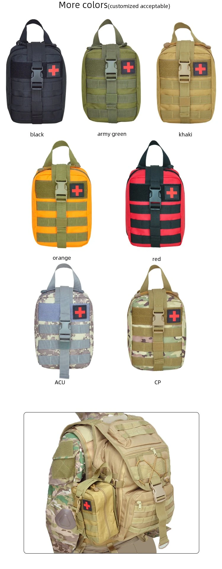 Emergency Medical Tactical Trauma Mili-Tary Outdoor Camping Hiking Portable 90 Pieces First Aid Kit Bag