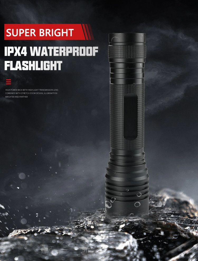 Brightenlux High Quality Ultra Endurance Dry Battery Metallic High Power Tactical Zoomable LED T Torch Light